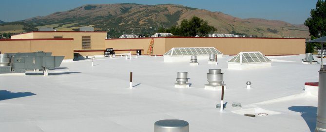 A single-ply roof coating job done in Bannock County, Idaho.