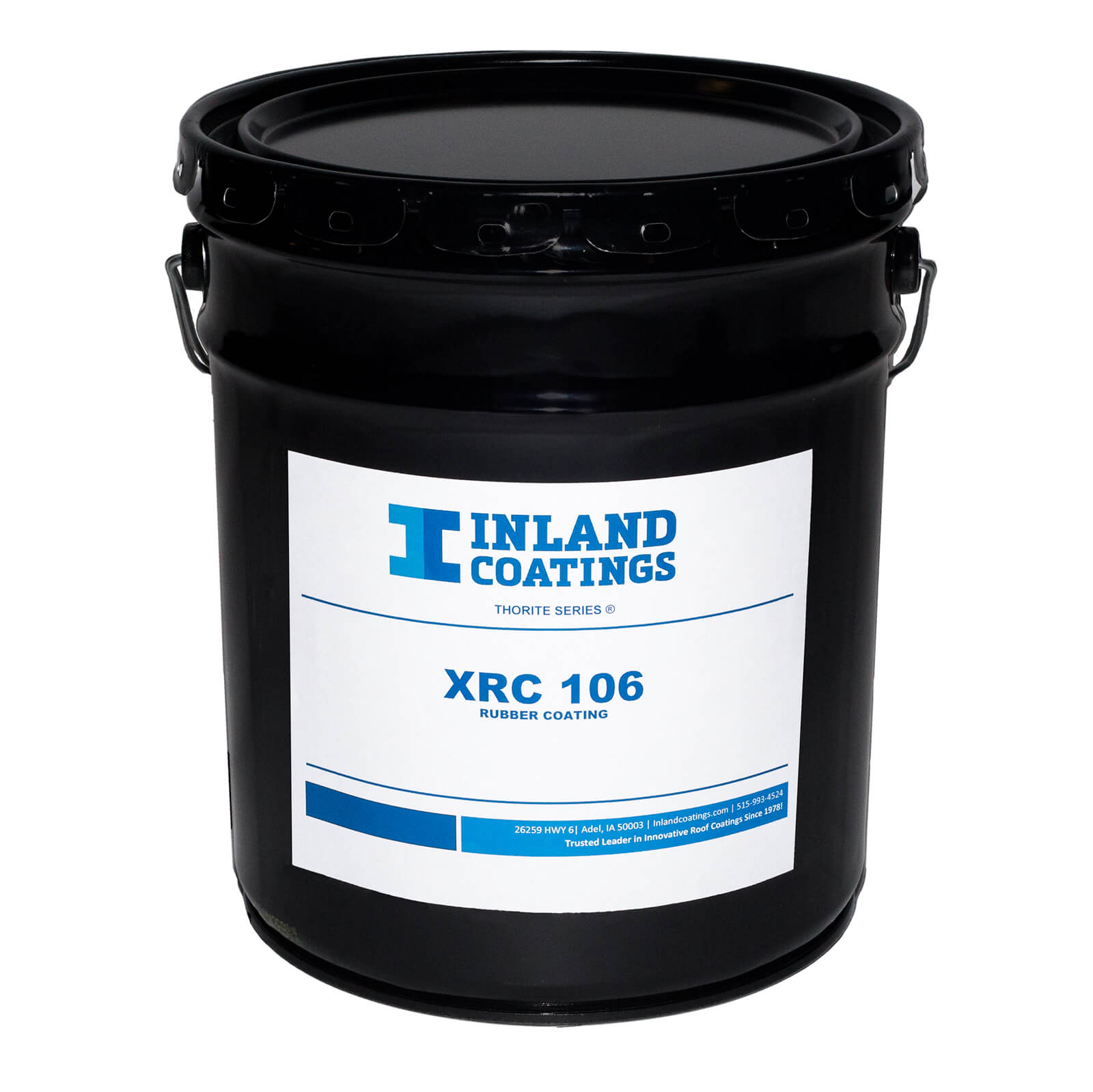 A bucket of Inland's XRC-106 Thorite Series Rubber Coating.