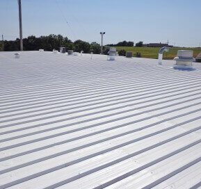 A picture of a coated white roof.