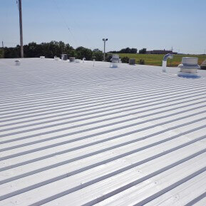 A picture of a coated white roof.