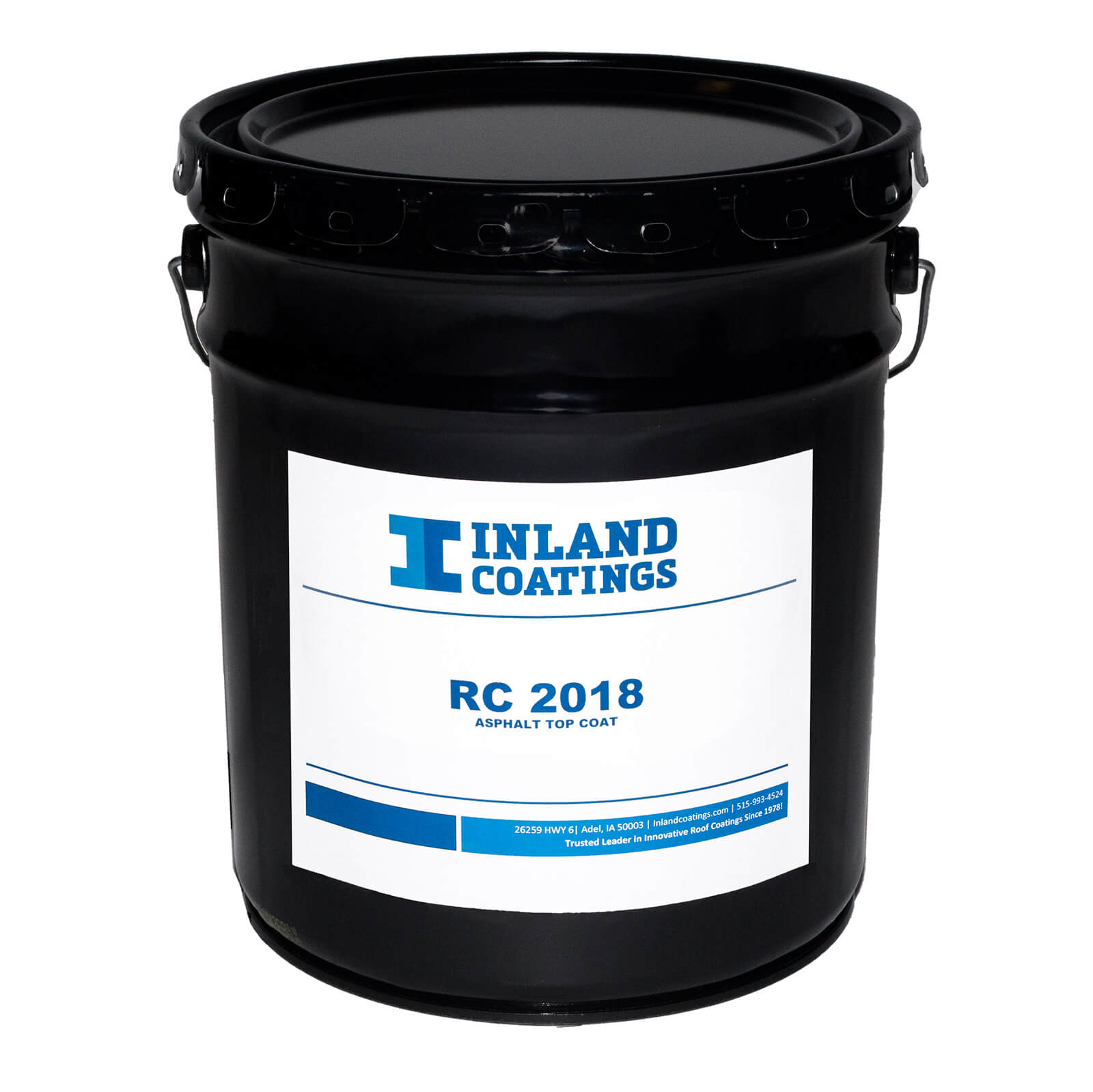 A bucket of Inland's RC-2018 Original Line Asphalt Top Coat