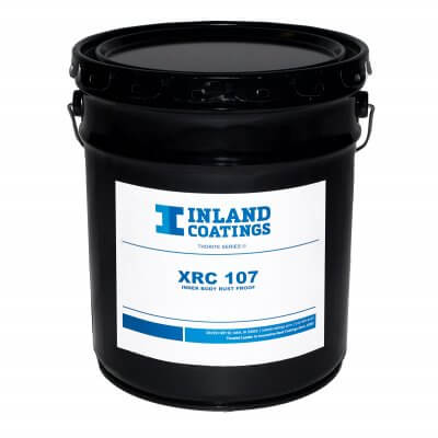 A bucket of Inland's XRC-107 Thorite Series Inner Body Rust Proof product.