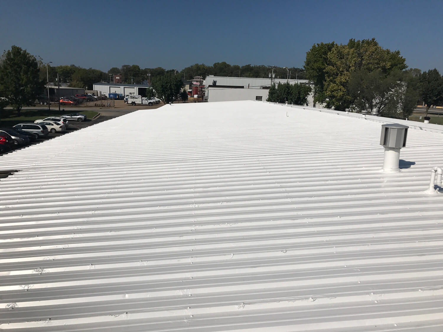 A metal roof covered with Inland's coatings.