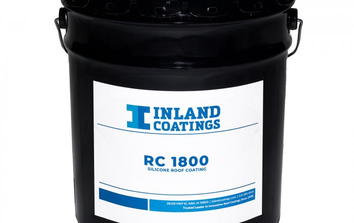 A bucket of Inland's RC-1800 Silicone Roof Coating.