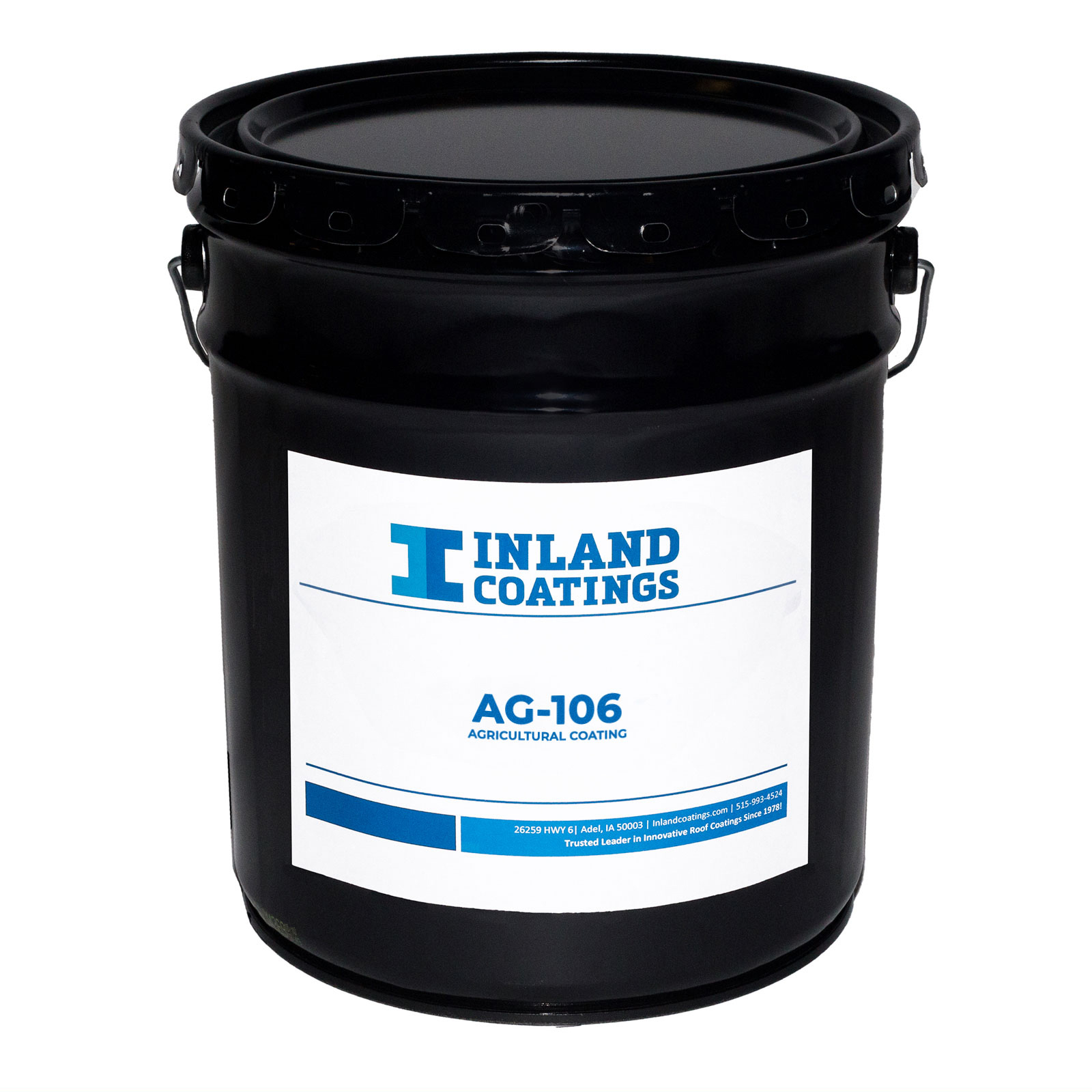 A bucket of Inland's AG-106 Agricultural Coating