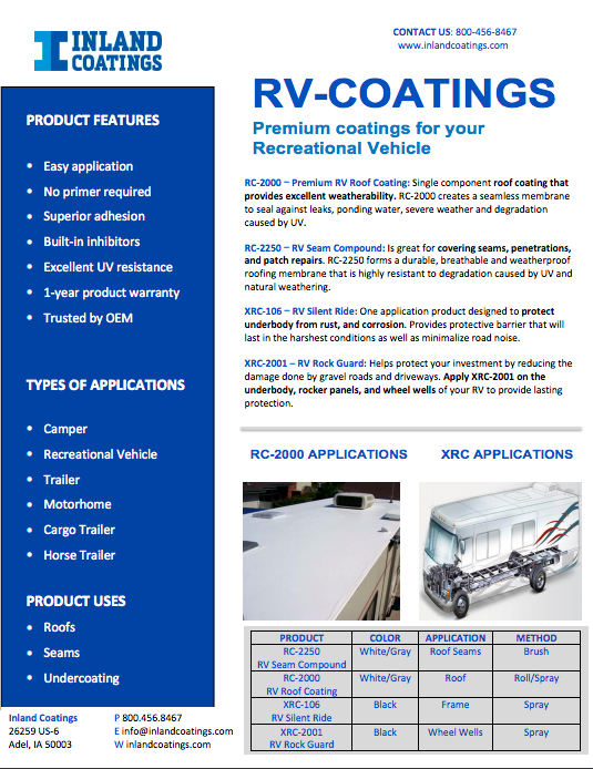 Recreational Vehicle (RV) Coatings product info sheet