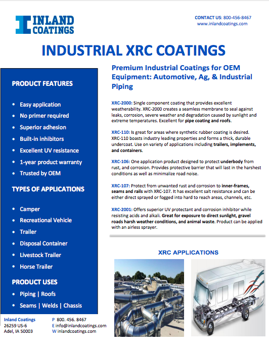 Industrial XRC Coatings product info sheet