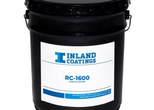 A bucket of Inland's RC-1600 Acrylic Elastomeric Roof Coating