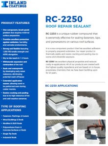 RC-2250 Roof Repair Sealant product info sheet