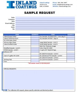 Inland Coatings' Sample Request form