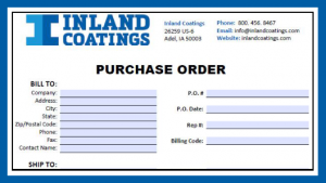Purchase order for Inland Coatings