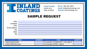 Sample request form for Inland Coatings