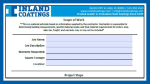 Scope of work for Inland Coatings