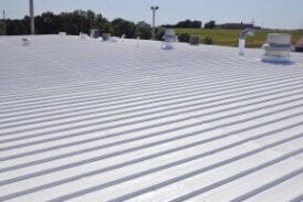 A picture of a coated white roof.