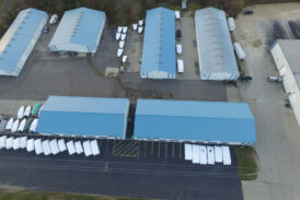 Overhead view of a marina.